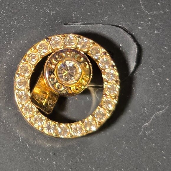 Coach Signature Open Circle Halo Stud Earrings CZ White Gold Plated - Picture 4 of 5